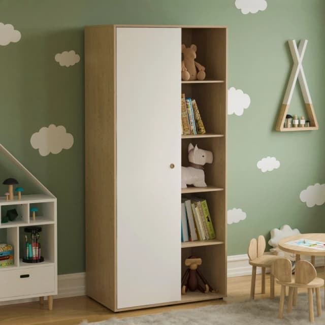 Lassic Junior Vida Neptune 1 Door Wardrobe White & Oak unisex 1 Door