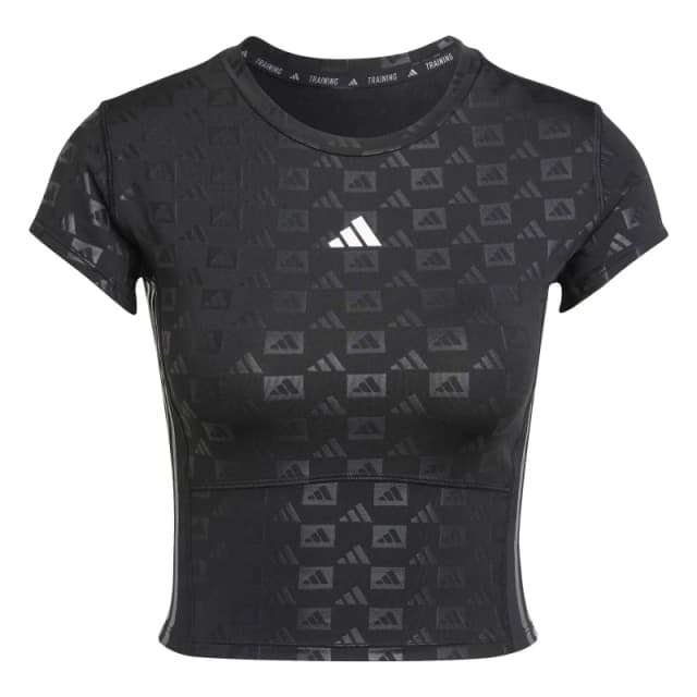 adidas Hyperglam Training Emboss T-Shirt womens T shirt in Black