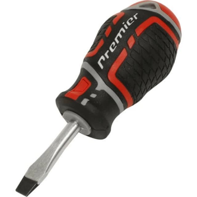 Loops PREMIUM Slotted 6 x 38mm Stubby Screwdriver - Ergonomic Soft Grip Magnetic Tip Multi