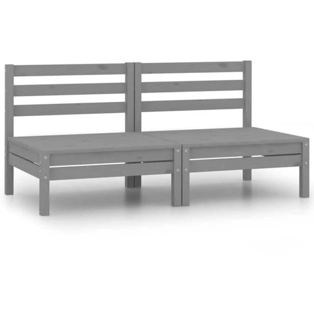 VIDAXL Garden Middle Sofas 2 pcs Grey Solid Pinewood Vidaxl 8720286659038