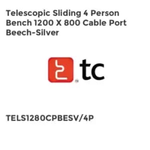 TC Group Telescopic Sliding 4 Person Bench 1200 x 800 Cable Port Beech-silver