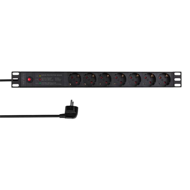 LogiLink PDU7C02 power distribution unit (PDU) 7 AC outlet(s) 1U Black