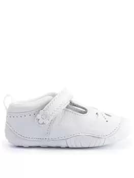 Start-rite X Jojo Maman Bébé Little Pal White Leather Flower Riptape T-bar Baby Shoes - White, Size 2.5 Younger
