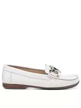 Hotter Hotter Adriana Buckle Front Casual Leather Loafer - White, Size 5, Women