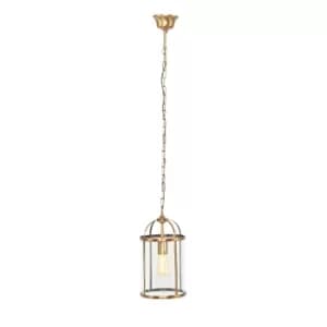 Pimpernel Cylindrical Pendant Ceiling Light Bronze Brushed, Glass Transparent
