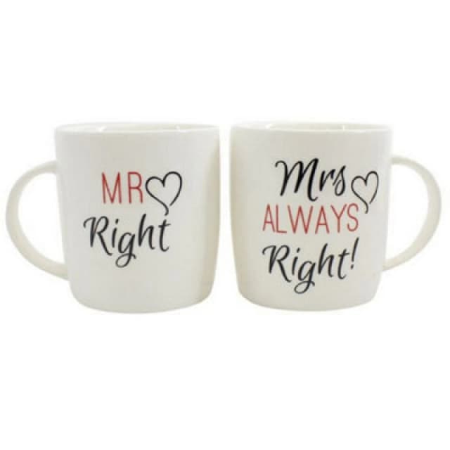 Something Different Something Different Mr Right Mrs Always Right Mug Ceramic Boxed Mug Set Multi One Size Unisex 5057819999211