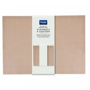 Denby Copper Zig Zag Woven Vinyl Placemats And Coasters Set
