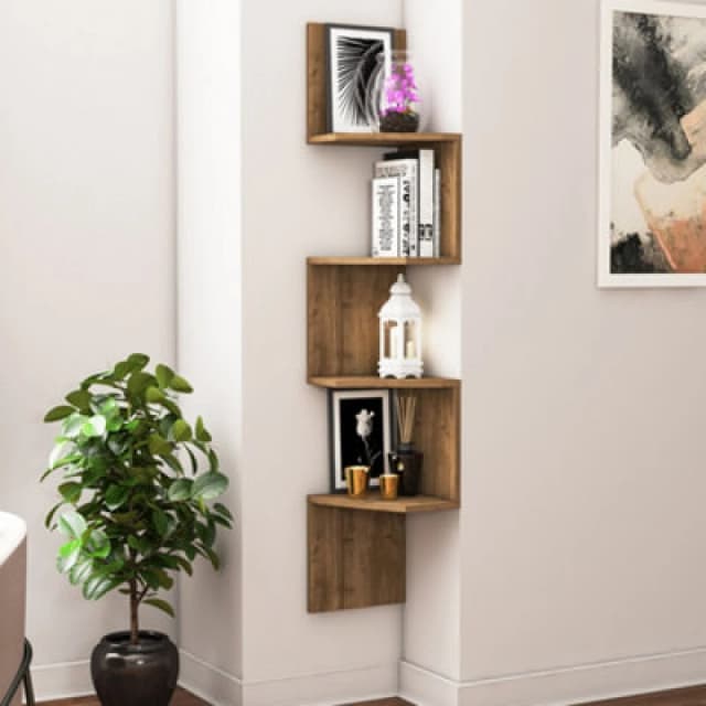 Decorotika Modern Desaldo Wall Shelf Walnut