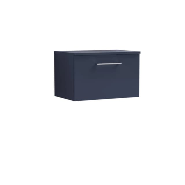 Balterley Level 600mm Wall Hung 1 Drawer Vanity Unit & Worktop - Midnight Blue Blue Unisex