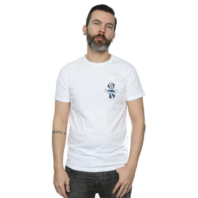 Disney Men Minnie Mouse Dancing Chest T-Shirt in White Size: Small White S Male 5057955016414
