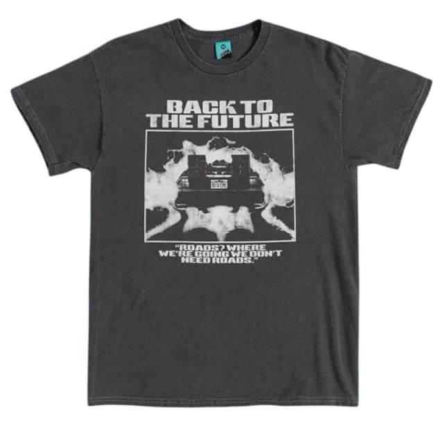 Back To The Future Mens We Dont Need Roads Vintage Washed T-Shirt in Black Size: XL Black Male XL