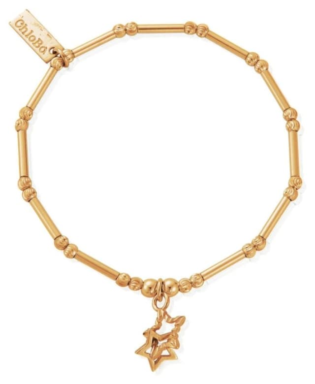 ChloBo GBMCTN3407 Dainty Moon Cut Sparkle Interlocking Star Jewellery