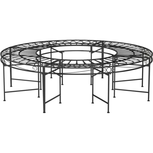 VIDAXL Round Tree Bench Ø160cm Black Steel Vidaxl 8720286837900