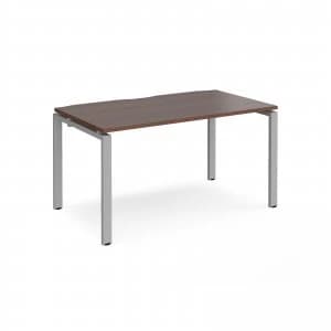 Adapt II Single Desk 1400mm x 800mm - Silver Frame Walnut top