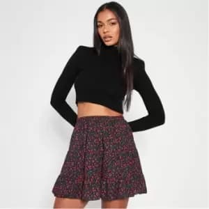 I Saw It First Floral Print Frill Hem Mini Skirt - Red
