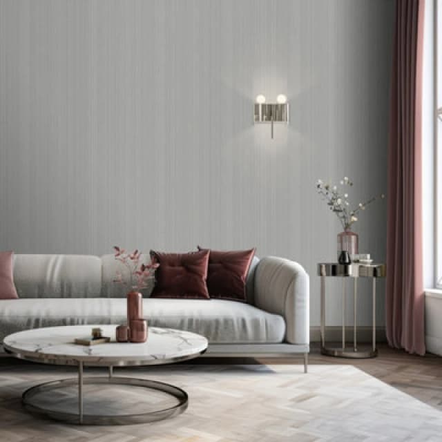 Muriva Venezia Stripe Light Grey Heavy Weight Vinyl