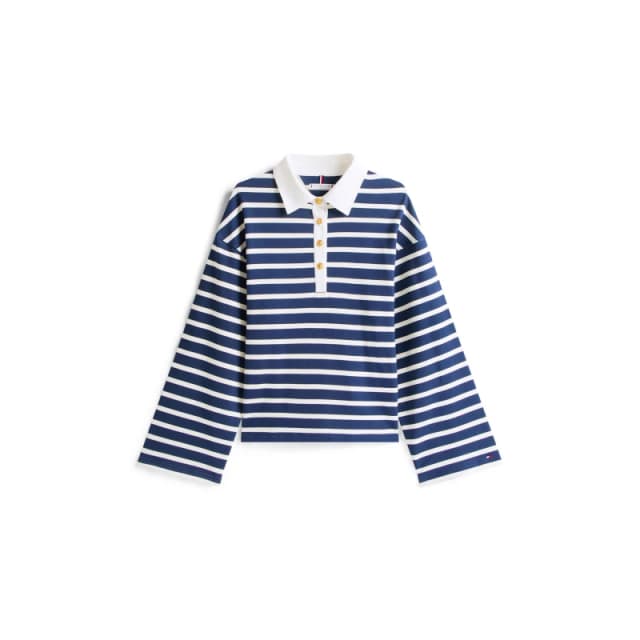 Tommy Hilfiger Womens Gold Button Crew Sweatshirt Dark Nigh Navy female 10 (S)