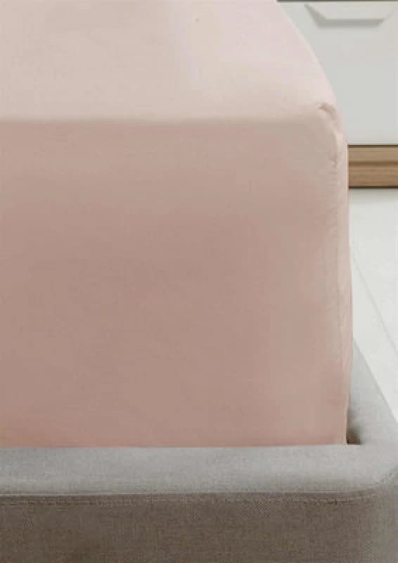 Rapport Home SND Percale 180 Thread Count Polycotton Plain Fitted Sheet (16") Dusty Pink