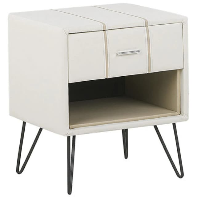 Beliani 1 Drawer Bedside Table Betin Faux Leather White