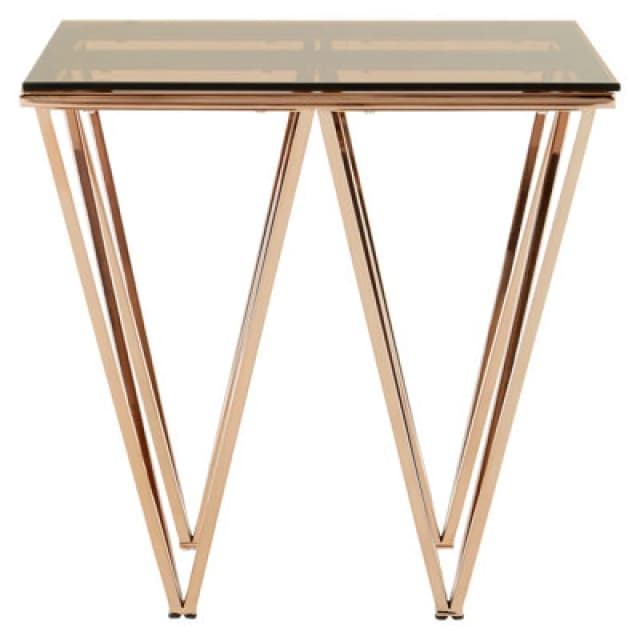 Premier Housewares Sleek Square Rose Gold End Table, Versatile Statement Side Table, Contemporary Livingroom Side Table Gold