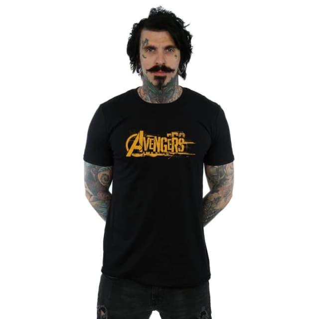 Marvel Marvel Men Avengers Infinity War Orange Logo T-Shirt in Black Size: Small Black S Male 5057736711576