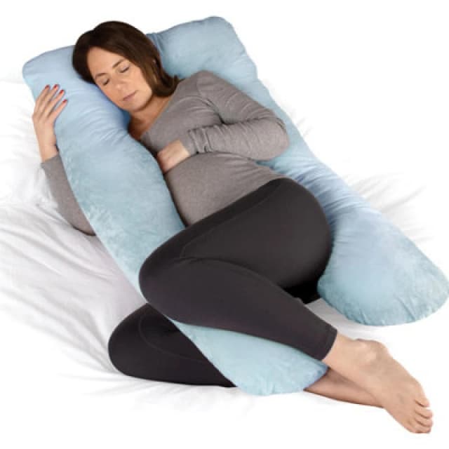 Dreamcatcher Blue Pregnancy Pillow, U Shaped Shredded Memory Foam Maternity Cushion Machine Washable & Removable Velvet Cover