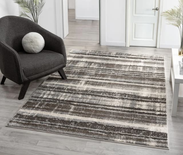 Eleanor Modern Embossed Contemporary Living Room Area Rug - Striped Design,grey,200 X 290 Cm