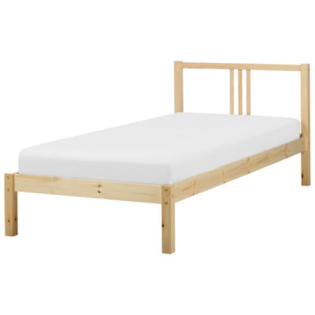 Beliani Bed Pine Wood Vannes 90 X 200 Cm (Eu Single) Light Brown