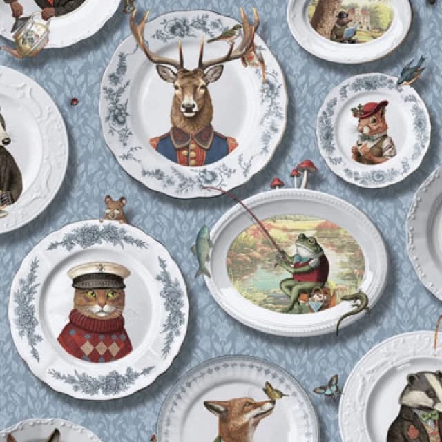 Holden Decor Vintage Tea Party Blue Wallpaper, Blue 13941