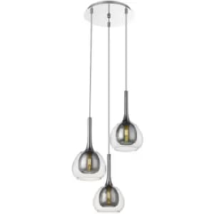 Spring Lighting - Spring Contemporary Cluster Pendant Ceiling 3 Light Smoked Grey, Glass