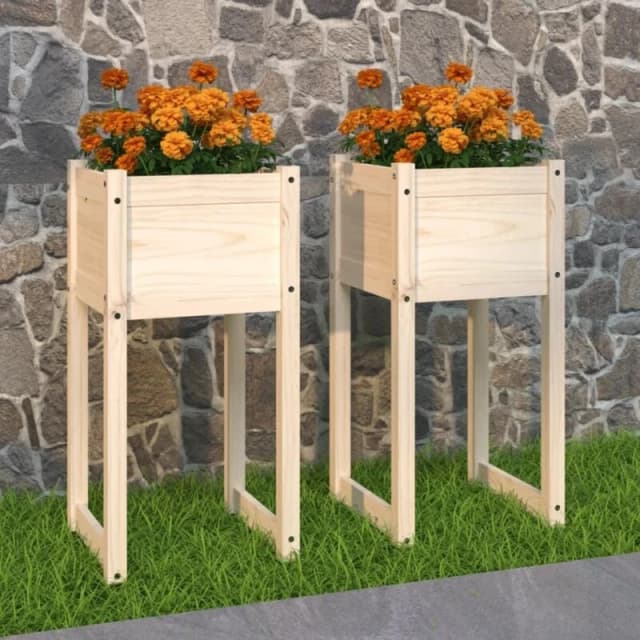 vidaXL Planters 2 pcs 40x40x81cm Solid Wood Pine, Brown 822123
