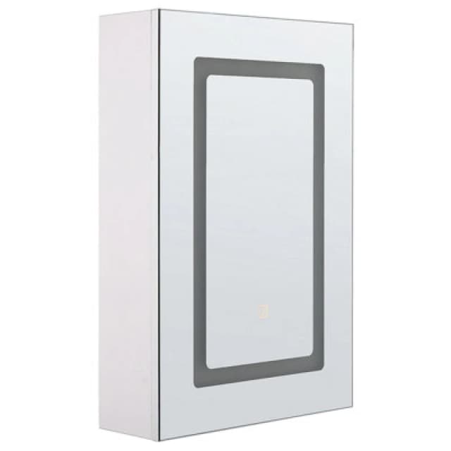 Beliani Bathroom Wall Mounted Mirror Cabinet LED Condor 40 Cm 60 Cm White
