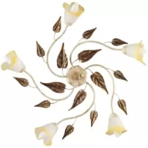 Onli Vanda 5 Light Multi Arm Semi Flush Ceiling Lamp, Ivory
