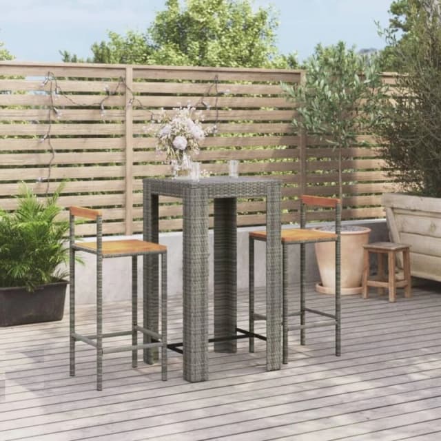VIDAXL Vidaxl - 3 Piece Garden Bar Set Grey Poly Rattan&Solid Wood Acacia 8720845880927