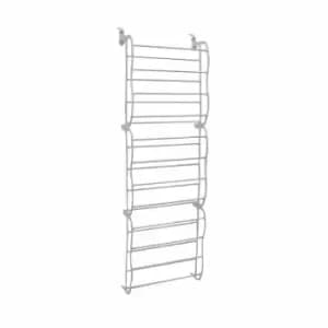White 12 Tier Door Hanging Shoe Rack Organiser - Holds 72 Shoes - Oypla