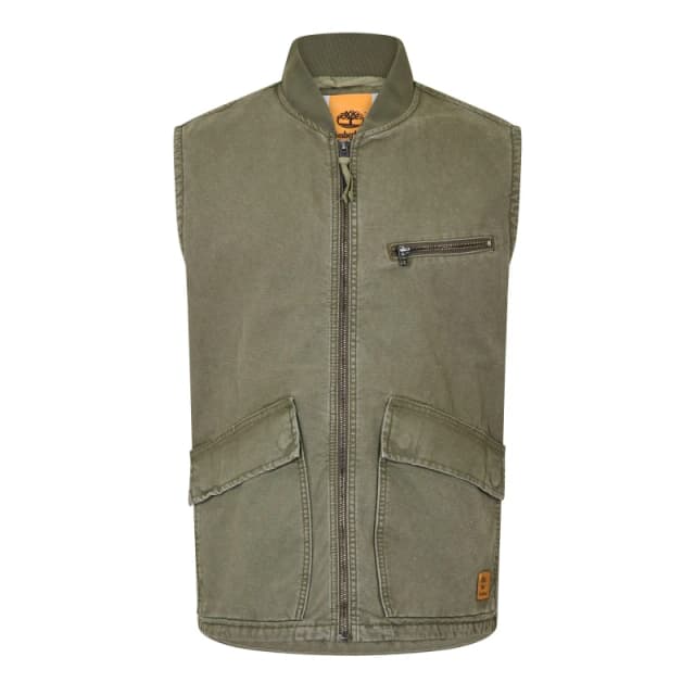 Timberland Mens Washed Canvas Gilet Leaf Green male S