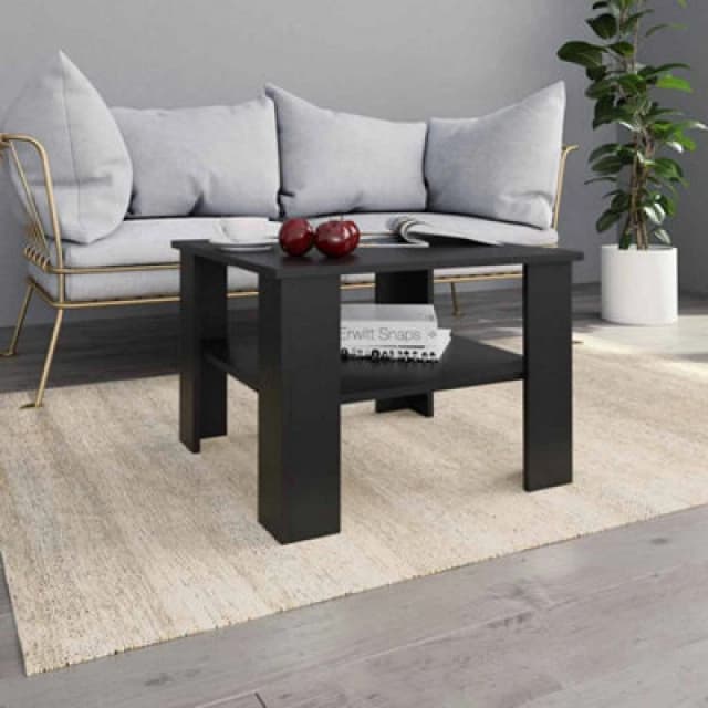 vidaXL Coffee Table Black Chipboard Couch Side Dining Telephone Small Table