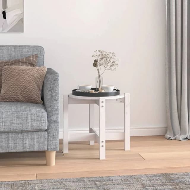 Vidaxl Coffee Table White Ø 52.5X45cm Solid Wood Pine, White 822308