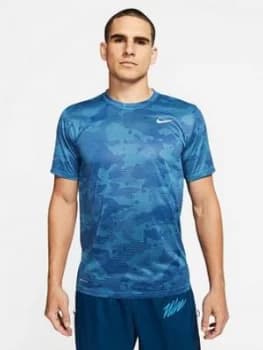 Nike Dry All Over Print Camo T-Shirt - Blue