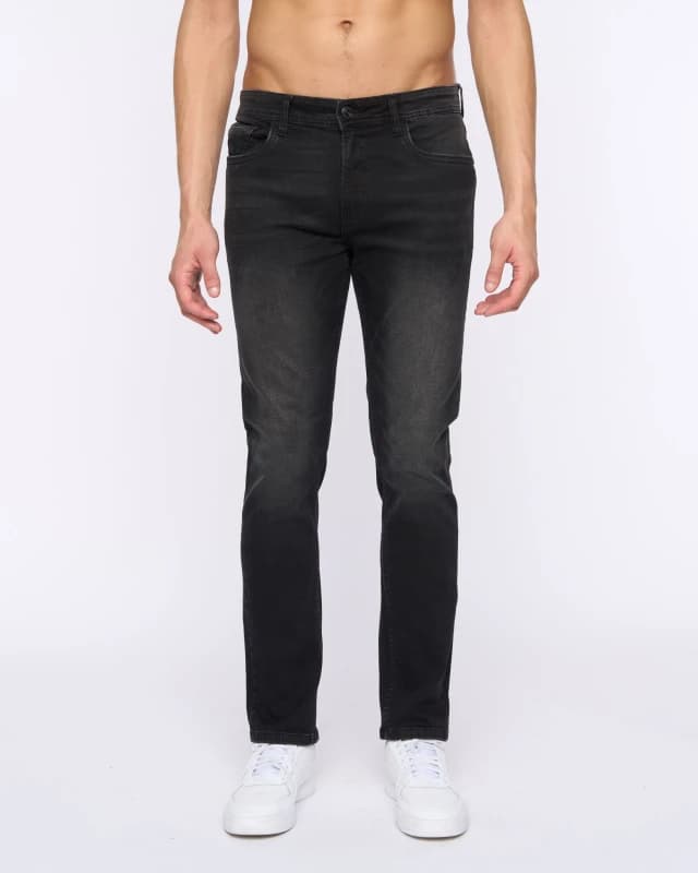 Duck&Cover Overburg Mens Tapered Ultra-Flexible Stretch Jeans in Black Size: 34R Black Male 34R