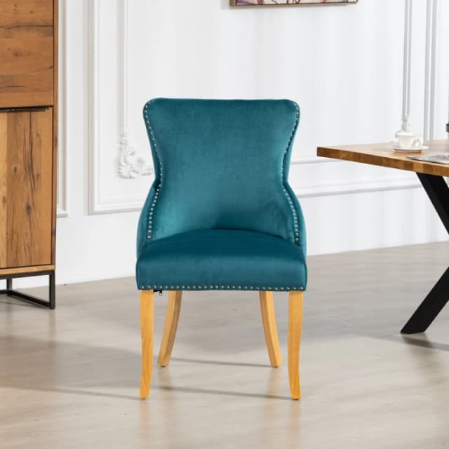 Artemis Home Orvino Velvet Fabric Dining Chairs - Set of 2 in Teal Size: 2 Pack Teal Unisex 2 Pack