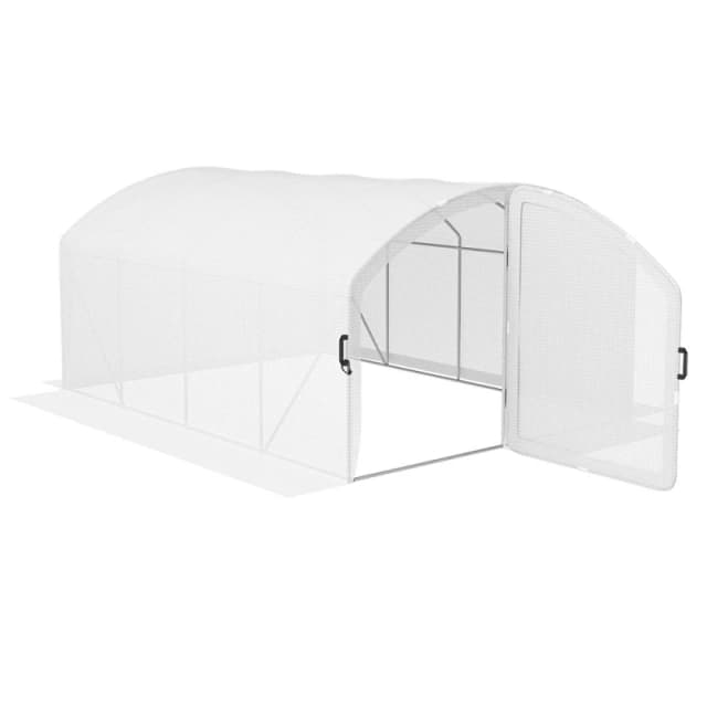 Outsunny Polytunnel Greenhouse w/ PE Cover 4x3x2m, White 84H-011V01WT