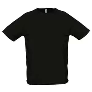 SOLS Mens Sporty Short Sleeve Performance T-Shirt (XXS) (Black)