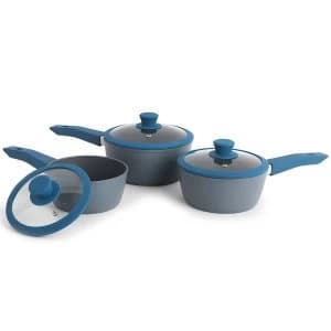 Progress Forged Aluminium 3 Piece Saucepan Set - Teal