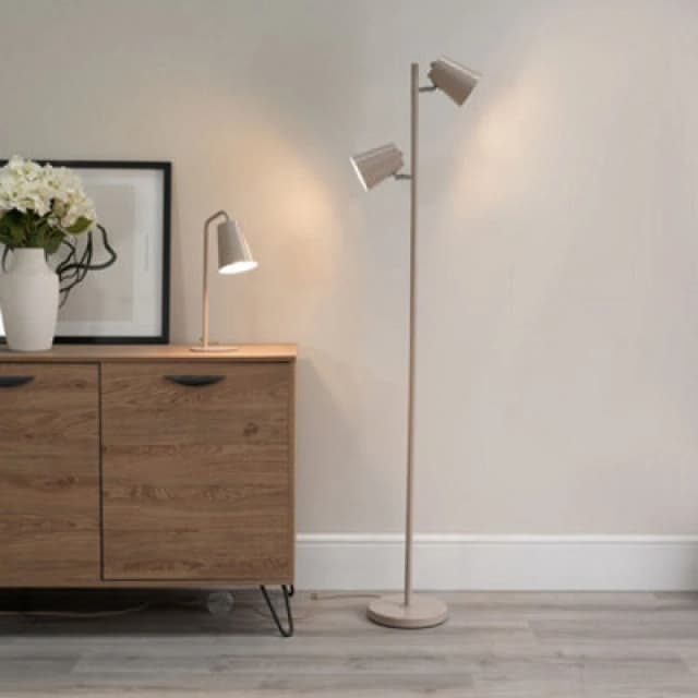 ValueLights Bibi 2 Way Adjustable Multi-Directional Metal Floor Lamp Nude