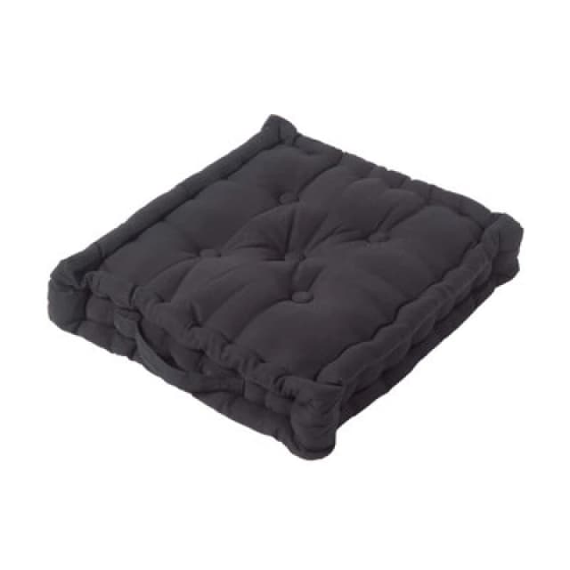 Homescapes Cotton Black Floor Cushion, 50 X 50 Cm