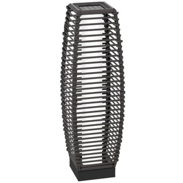 Outsunny Solar Floor Lamp with Auto On/Off LED Lights for Porch, Yard Grey