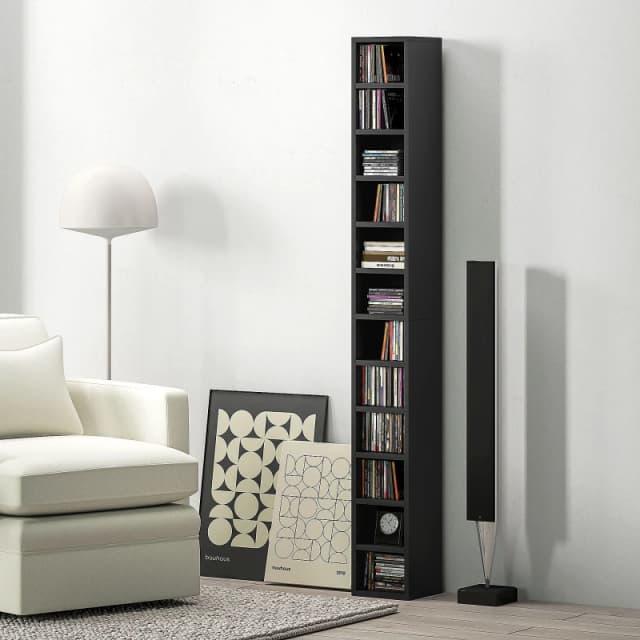 HOMCOM 204 CD Storage Tower Tall Bookcase Bookshelf With Cubes - Black TJ Hughes 5061025050833