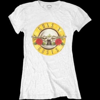 Guns N' Roses - Classic Bullet Logo Ladies Large T-Shirt - White