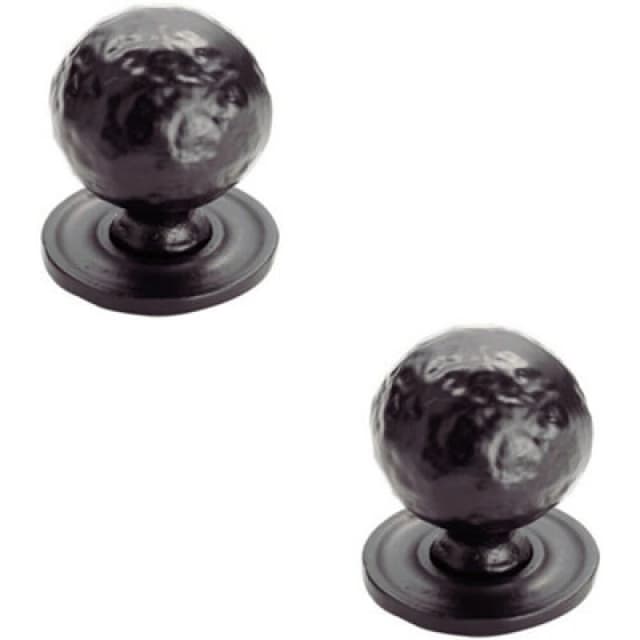 Loops 2x Hammered Ball Cupboard Door Knob 33mm Diameter Black Antique Cabinet Handle Black unisex